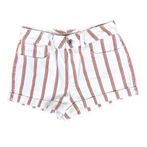 PacSun White Denim Red Striped Mom Shorts